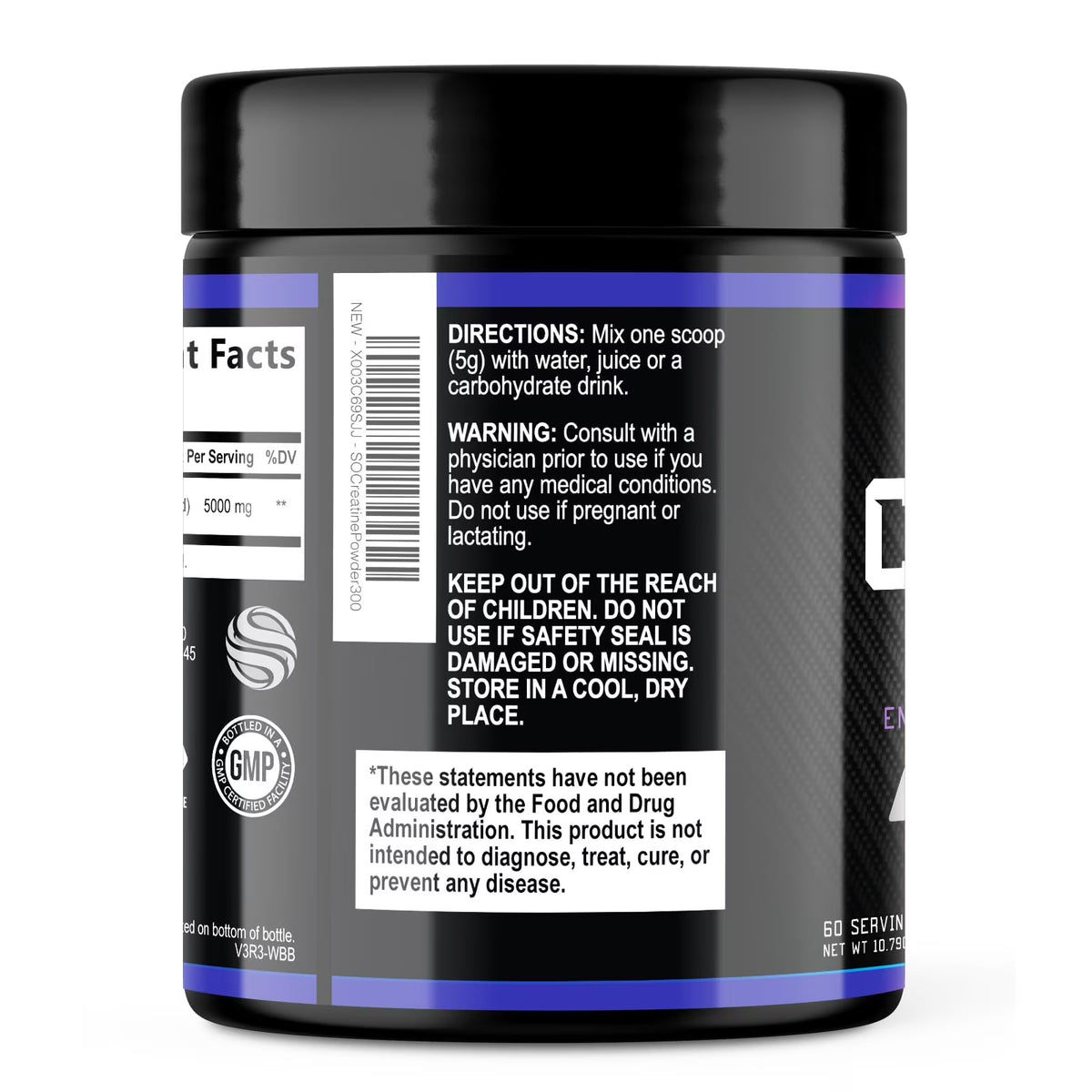 SilverOnyx Creatine Monohydrate Powder - Micronized, 5g per Serving, Unflavoured