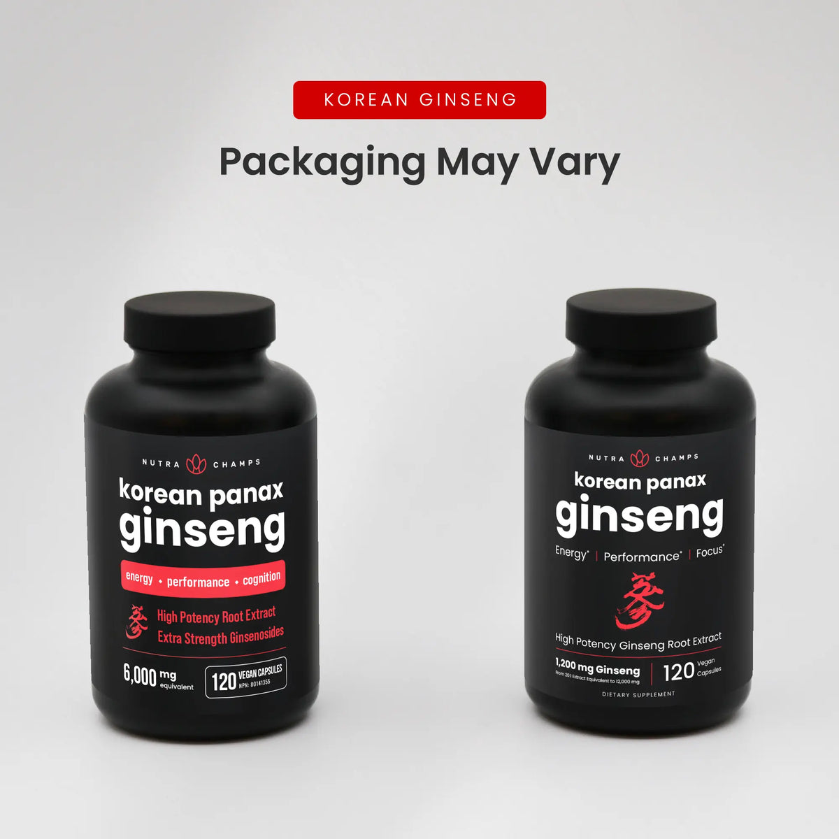 Nutrachamps Korean Red Panax Ginseng Capsules | Extra Strength Ginsenosides for Energy, Focus, Performance, Vitality & Immune Support | Korean Ginseng Root Extract (120, Red)