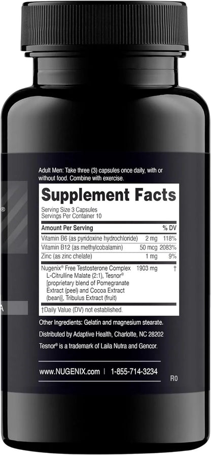 Nugenix Free Testosterone Booster for Men, 30 Count