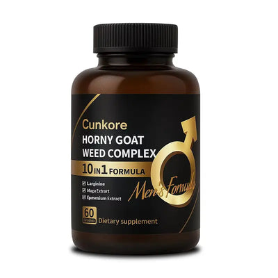 Cunkore NEW 10-In-1 Goat Weed Complex Nitric Oxide Booster 60Ct Natural Dietary Capsules, Libido Enhancer, Workout & Fitness Endurance Supplement, Energy Boost, Supports Blood Circulation, Prostate, Cellular Health & Healthcare