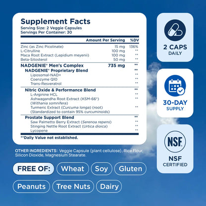 Selerb NAD+ Supplement for Men with NMN - Liposomal Complex with Trans-Resveratrol, Coq10, Maca & Ashwagandha - Supports Cellular Renewal, Energy & Performance - 60 Capsules Dietary Healthcare Vitamins