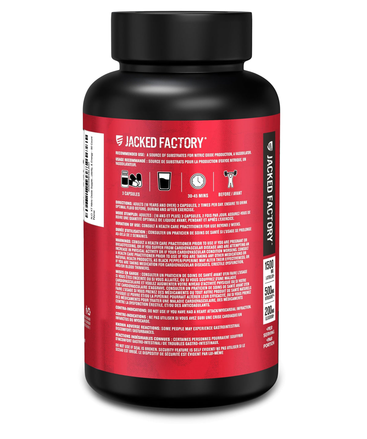 Jacked Factory N.O. XT - Nitric Oxide Booster with Nitrosigine, L-Citrulline & L-Arginine, 180 Capsules