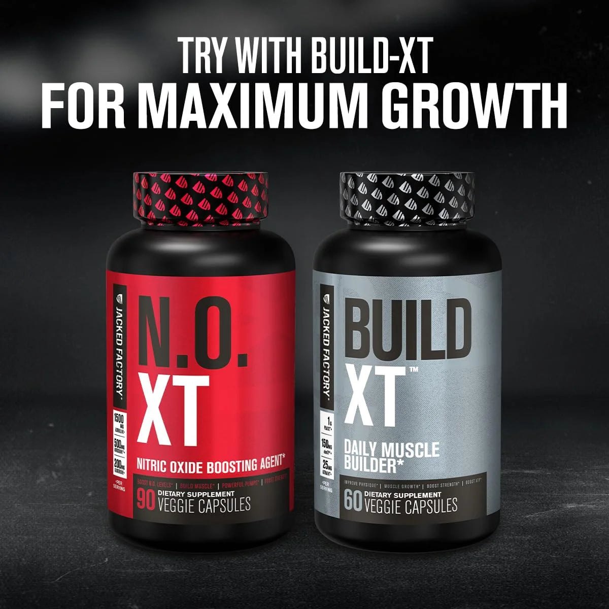 Jacked Factory N.O. XT - Nitric Oxide Booster with Nitrosigine, L-Citrulline & L-Arginine, 180 Capsules
