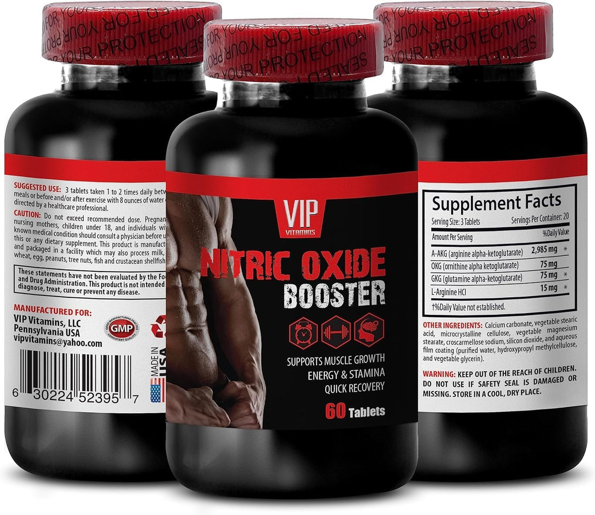 Nitric Oxide Muscle Growth - NITRIC OXIDE SUPPLEMENTS - Nitric Oxide Pills for Men, Alpha-Ketoglutarate, Nitric Oxide Supplement Pills, Nitric Oxide, Muscle Growth, Amino Acids 1 Bottle 60 Tablets