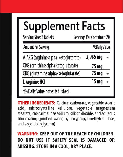 Nitric Oxide Muscle Growth - NITRIC OXIDE SUPPLEMENTS - Nitric Oxide Pills for Men, Alpha-Ketoglutarate, Nitric Oxide Supplement Pills, Nitric Oxide, Muscle Growth, Amino Acids 1 Bottle 60 Tablets