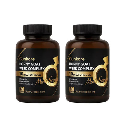 Cunkore NEW 10-In-1 Goat Weed Complex Nitric Oxide Booster 60Ct Natural Dietary Capsules, Libido Enhancer, Workout & Fitness Endurance Supplement, Energy Boost, Supports Blood Circulation, Prostate, Cellular Health & Healthcare