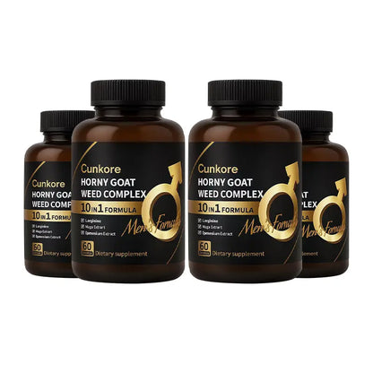 Cunkore NEW 10-In-1 Goat Weed Complex Nitric Oxide Booster 60Ct Natural Dietary Capsules, Libido Enhancer, Workout & Fitness Endurance Supplement, Energy Boost, Supports Blood Circulation, Prostate, Cellular Health & Healthcare