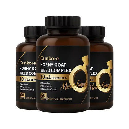 Cunkore NEW 10-In-1 Goat Weed Complex Nitric Oxide Booster 60Ct Natural Dietary Capsules, Libido Enhancer, Workout & Fitness Endurance Supplement, Energy Boost, Supports Blood Circulation, Prostate, Cellular Health & Healthcare